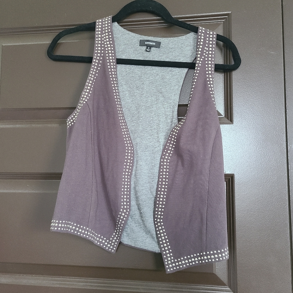 Express Gray Studded Vest